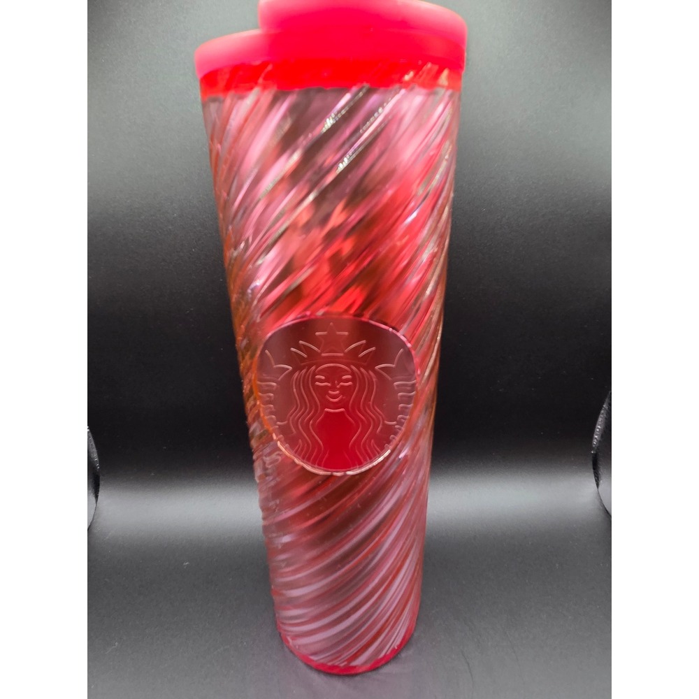 Starbucks Red Swirl Tumbler 16 oz Cold Cup Reusable Plastic Venti Starbucks 2022